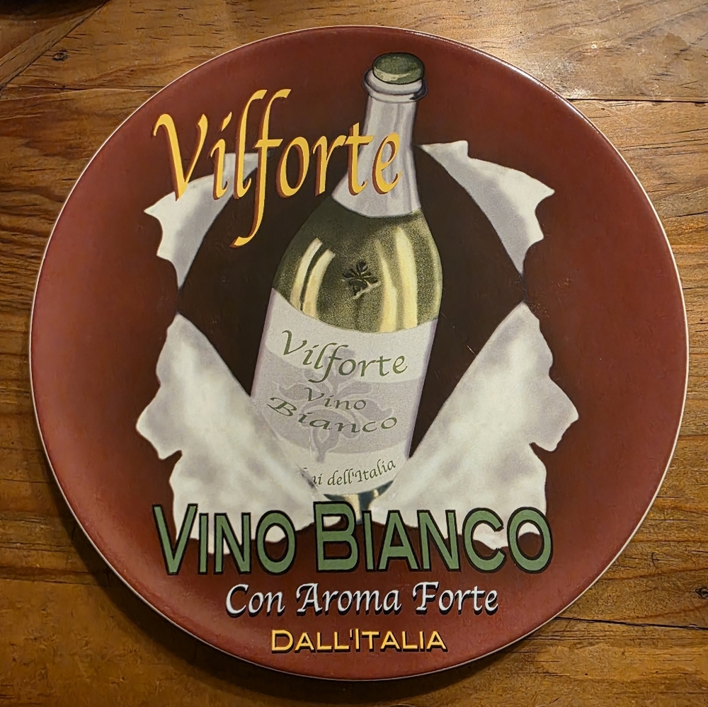 Pottery Barn Y2K Wine Bar Art Deco Vilforte Vino Blanco Appetizer Plate 8.25"